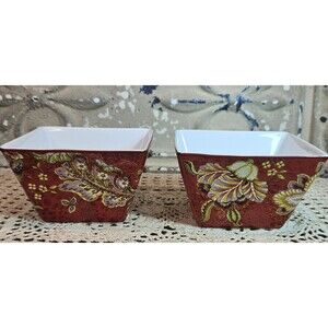 Pair of 222 Fifth Gabrielle Bowl Individual Square Appetizer Fruit Snack Bowls